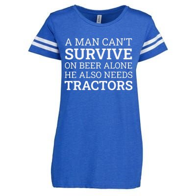 A Man Can’T Survive On Beer Alone He Also Needs Tractors Enza Ladies Jersey Football T-Shirt