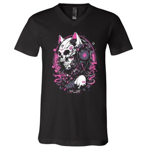 Anime Manga Cat Girl Aesthetic Techwear Harajuku V-Neck T-Shirt