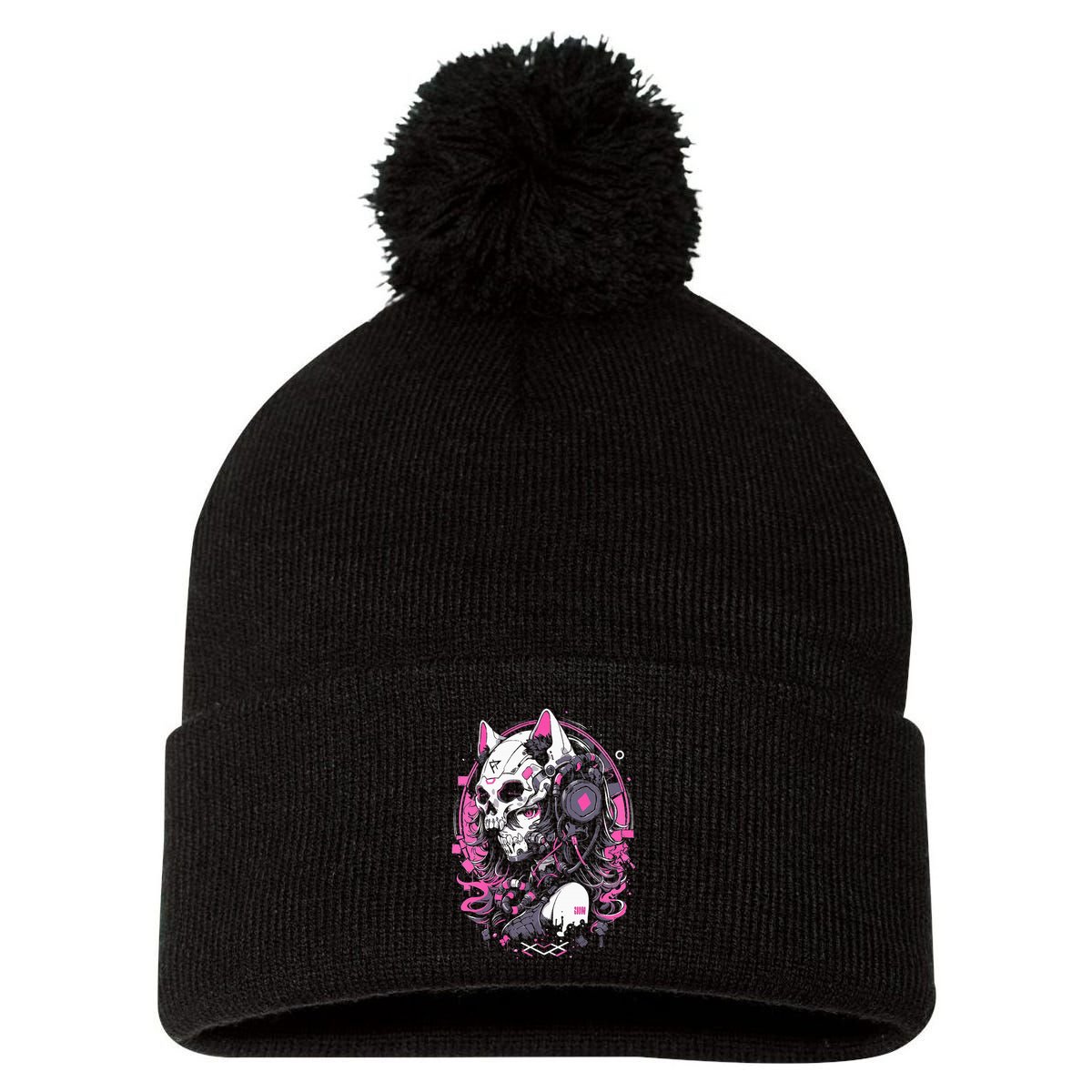 Anime Manga Cat Girl Aesthetic Techwear Harajuku Pom Pom 12in Knit Beanie