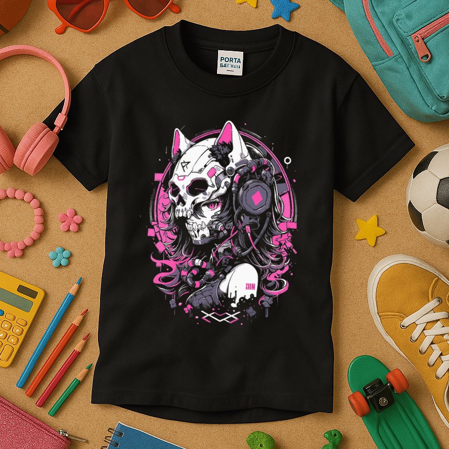 Anime Manga Cat Girl Aesthetic Techwear Harajuku Kids T-Shirt