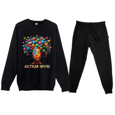 Autism Mom Colorful Puzzle Mother Autism Awareness Mama Gift Premium Crewneck Sweatsuit Set