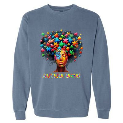 Autism Mom Colorful Puzzle Mother Autism Awareness Mama Gift Garment-Dyed Sweatshirt