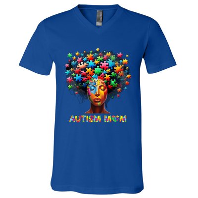 Autism Mom Colorful Puzzle Mother Autism Awareness Mama Gift V-Neck T-Shirt