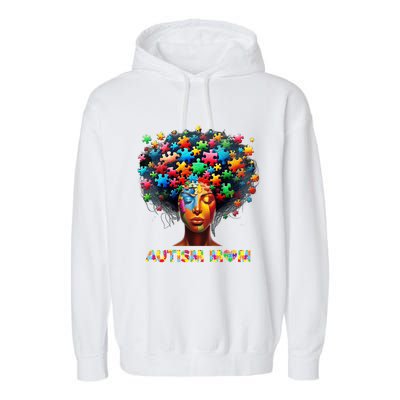 Autism Mom Colorful Puzzle Mother Autism Awareness Mama Gift Garment-Dyed Fleece Hoodie