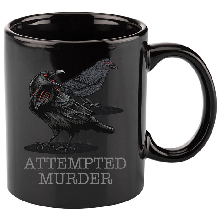 Attempted Murder Crows & Raven Funny Crow Birds 11oz C Handle Ceramic Mug