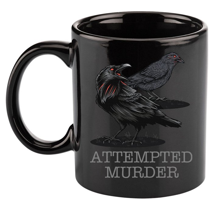 Attempted Murder Crows & Raven Funny Crow Birds 11oz C Handle Ceramic Mug