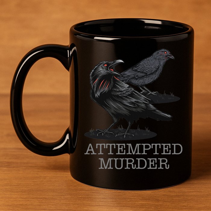 Attempted Murder Crows & Raven Funny Crow Birds 11oz C Handle Ceramic Mug