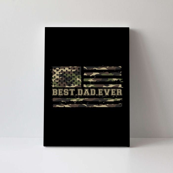 American Military Camouflage Flag Funny Gift Best Dad Ever Canvas