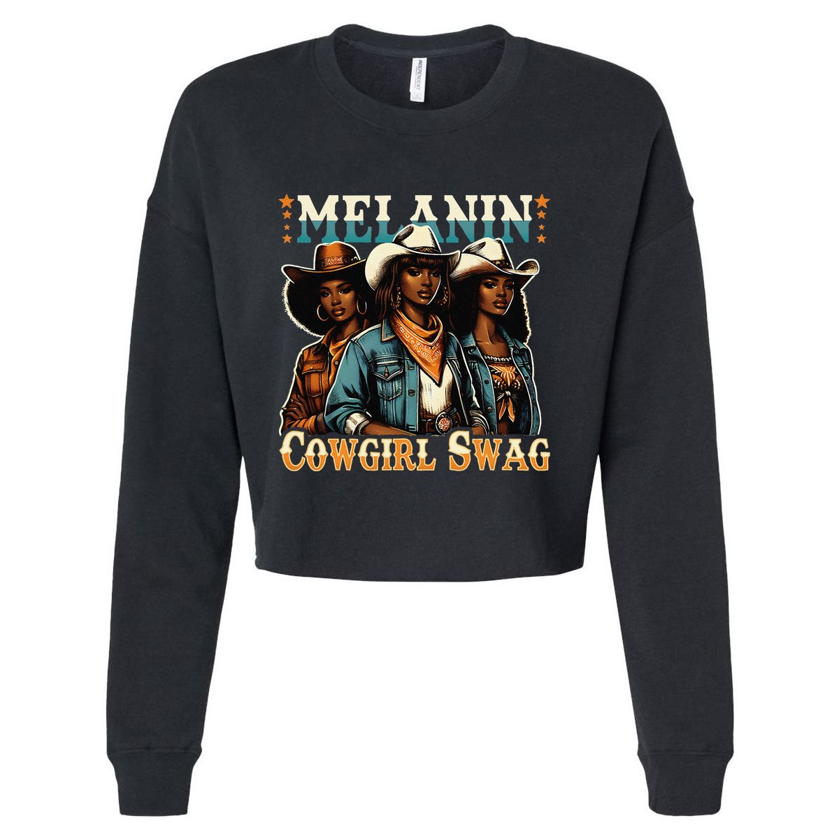 African Melanin Cowgirl Swag Black History Melanin Cowgirls Cropped Pullover Crew