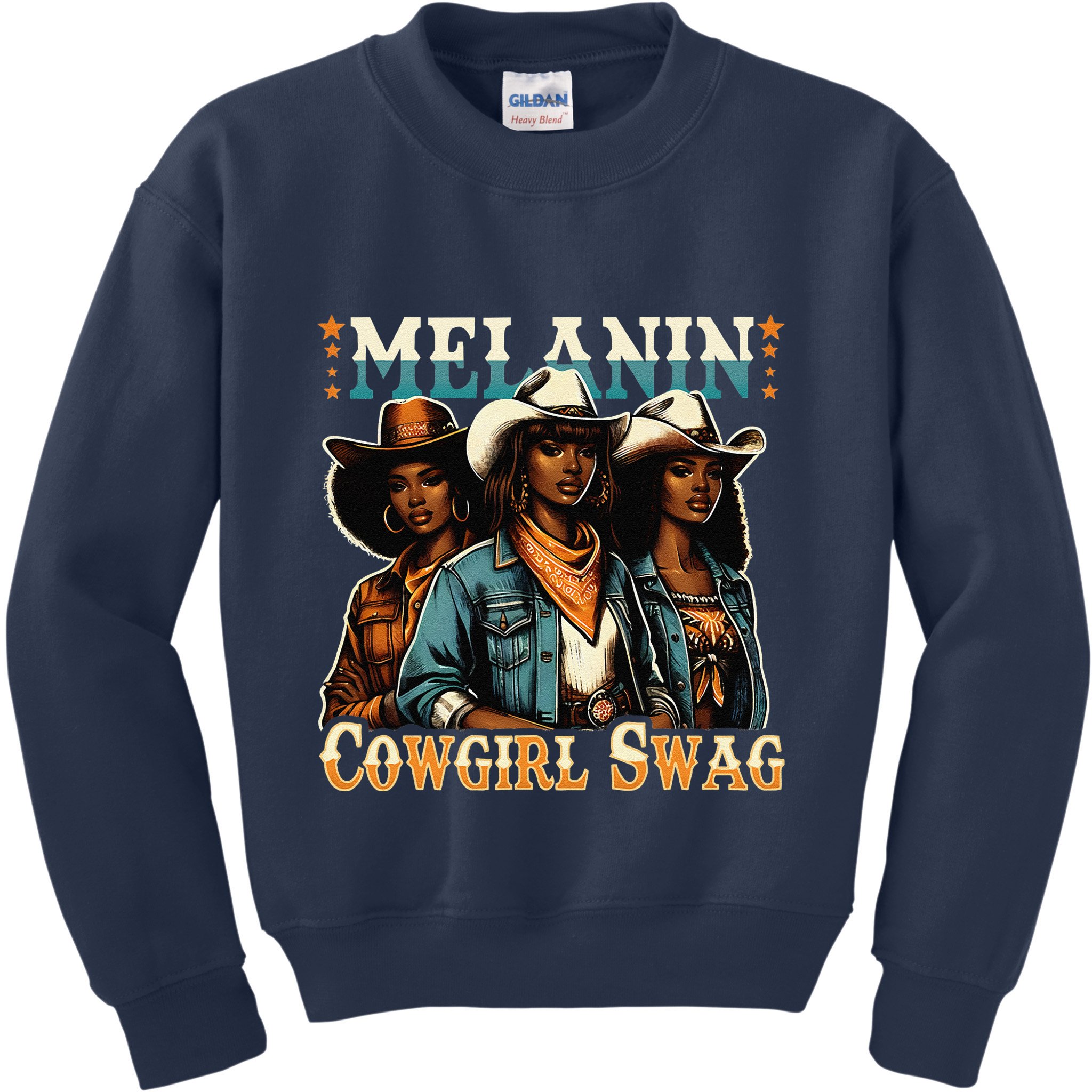 African Melanin Cowgirl Swag Black History Melanin Cowgirls Kids Sweatshirt