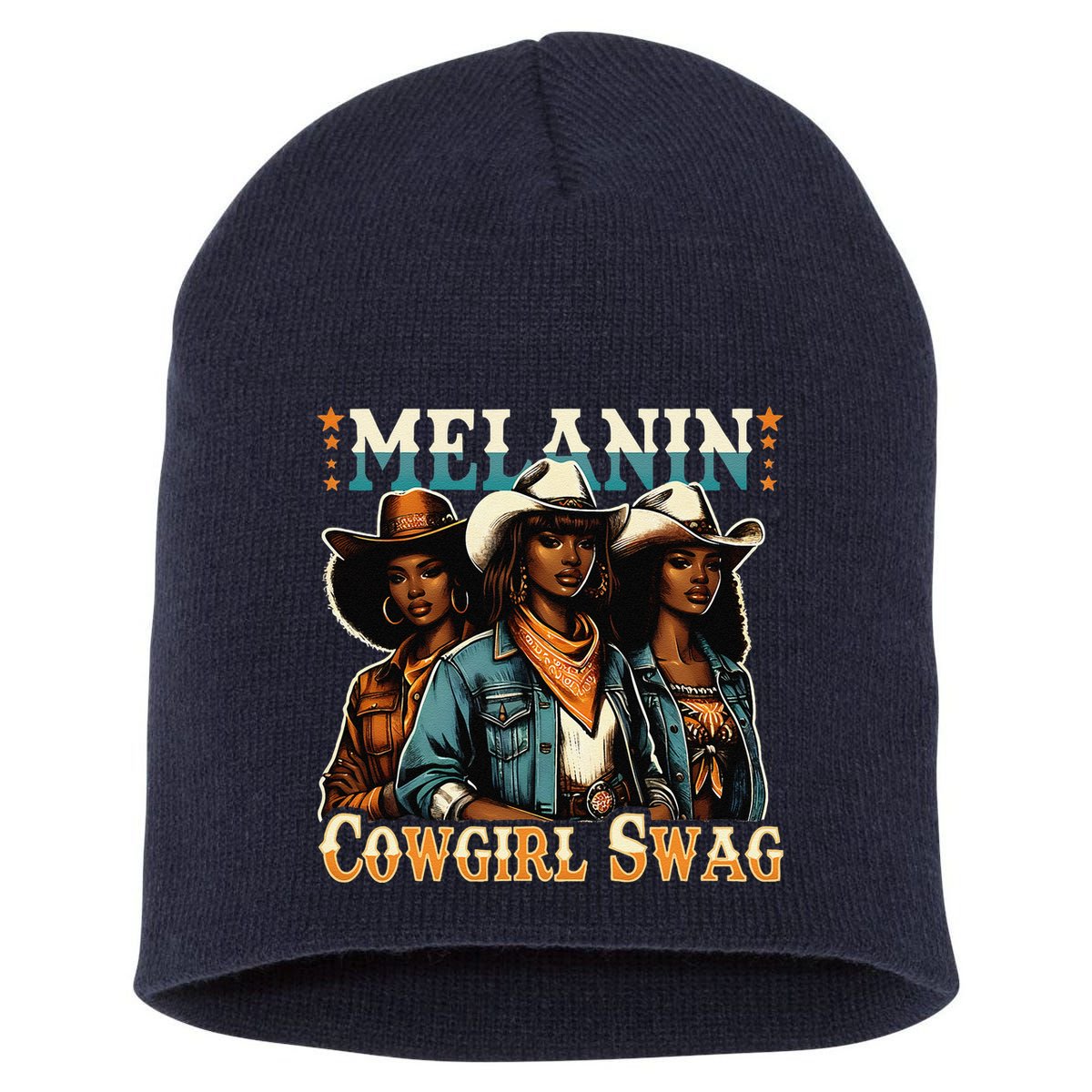 African Melanin Cowgirl Swag Black History Melanin Cowgirls Short Acrylic Beanie