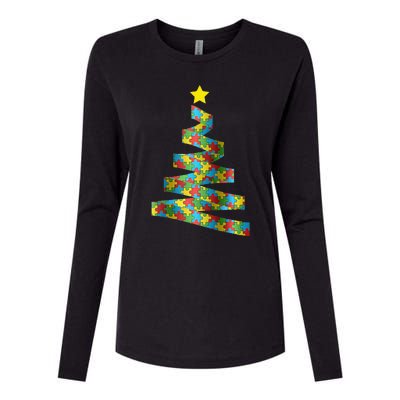 Autism Merry Christmas Autism Awareness Puzzel Xmas Pajama Womens Cotton Relaxed Long Sleeve T-Shirt