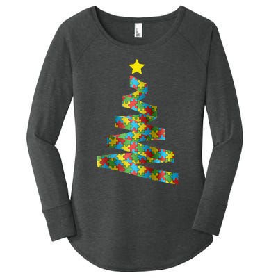 Autism Merry Christmas Autism Awareness Puzzel Xmas Pajama Women's Perfect Tri Tunic Long Sleeve Shirt