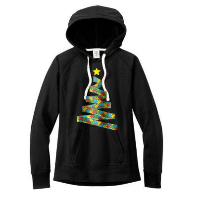 Autism Merry Christmas Autism Awareness Puzzel Xmas Pajama Women's Fleece Hoodie