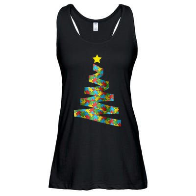 Autism Merry Christmas Autism Awareness Puzzel Xmas Pajama Ladies Essential Flowy Tank