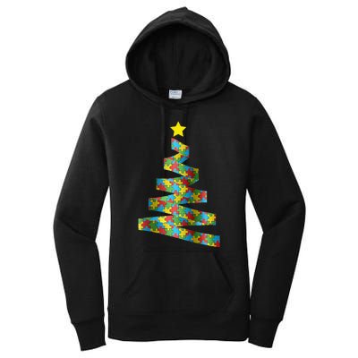 Autism Merry Christmas Autism Awareness Puzzel Xmas Pajama Women's Pullover Hoodie