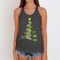 Autism Merry Christmas Autism Awareness Puzzel Xmas Pajama Women's Knotted Racerback Tank