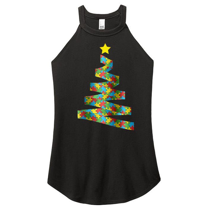 Autism Merry Christmas Autism Awareness Puzzel Xmas Pajama Women's Perfect Tri Rocker Tank