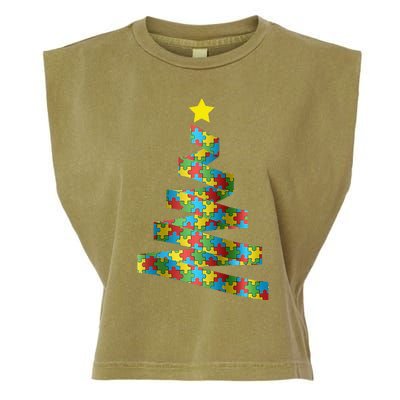 Autism Merry Christmas Autism Awareness Puzzel Xmas Pajama Garment-Dyed Women's Muscle Tee