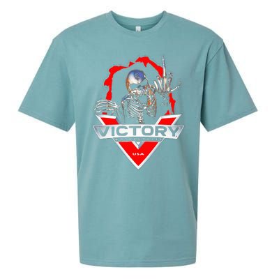 American Motor Cycles Victory USA Skeleton Funny Graphic Sueded Cloud Jersey T-Shirt