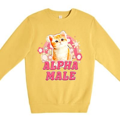 Alpha Male Cat Kitten Funny For Men Women Premium Crewneck Sweatshirt