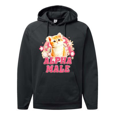 Alpha Male Cat Kitten Funny For Men Women Performance Fleece Hoodie