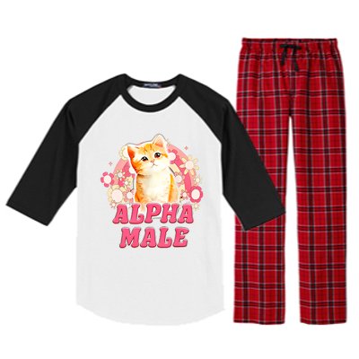 Alpha Male Cat Kitten Funny For Men Women Raglan Sleeve Pajama Set