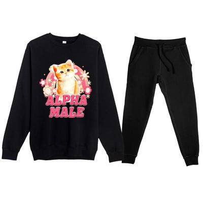 Alpha Male Cat Kitten Funny For Men Women Premium Crewneck Sweatsuit Set