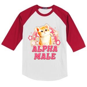 Alpha Male Cat Kitten Funny For Men Women Kids Colorblock Raglan Jersey