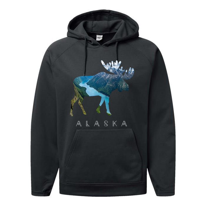 Alaska Moose Chugach National Forest State Park Souvenir Performance Fleece Hoodie