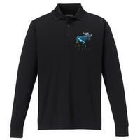 Alaska Moose Chugach National Forest State Park Souvenir Performance Long Sleeve Polo