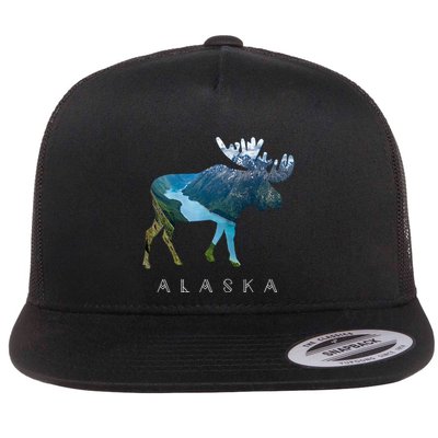 Alaska Moose Chugach National Forest State Park Souvenir Flat Bill Trucker Hat