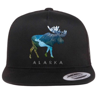 Alaska Moose Chugach National Forest State Park Souvenir Flat Bill Trucker Hat