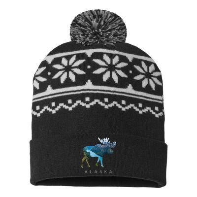 Alaska Moose Chugach National Forest State Park Souvenir USA-Made Snowflake Beanie