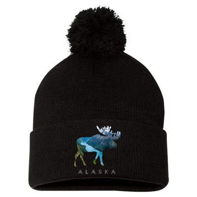 Alaska Moose Chugach National Forest State Park Souvenir Pom Pom 12in Knit Beanie