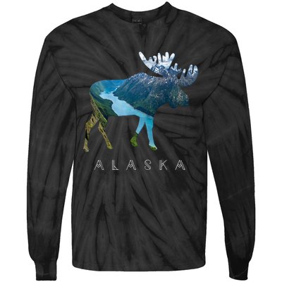 Alaska Moose Chugach National Forest State Park Souvenir Tie-Dye Long Sleeve Shirt