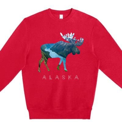 Alaska Moose Chugach National Forest State Park Souvenir Premium Crewneck Sweatshirt