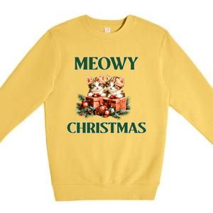 Adorable Meowy Christmas Xmas Holiday Kitty Kittens Gift Premium Crewneck Sweatshirt