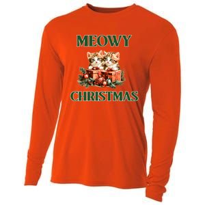 Adorable Meowy Christmas Xmas Holiday Kitty Kittens Gift Cooling Performance Long Sleeve Crew