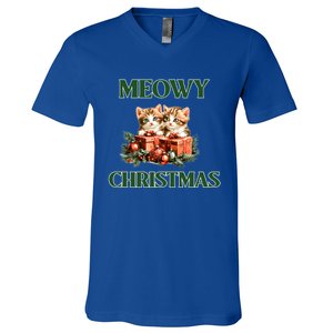 Adorable Meowy Christmas Xmas Holiday Kitty Kittens Gift V-Neck T-Shirt