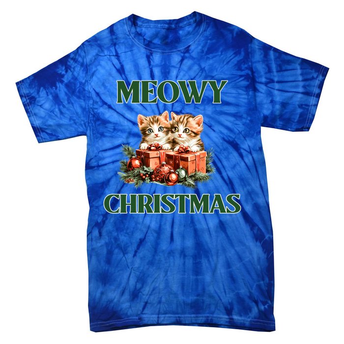 Adorable Meowy Christmas Xmas Holiday Kitty Kittens Gift Tie-Dye T-Shirt