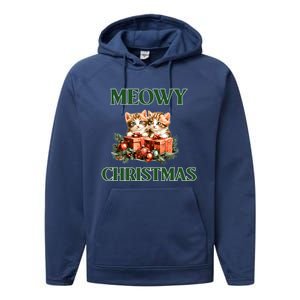 Adorable Meowy Christmas Xmas Holiday Kitty Kittens Gift Performance Fleece Hoodie