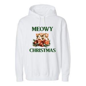 Adorable Meowy Christmas Xmas Holiday Kitty Kittens Gift Garment-Dyed Fleece Hoodie