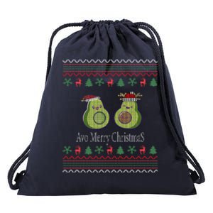 Avo Merry Christmas Great Gift Santa And Deer Avocado Gift Drawstring Bag