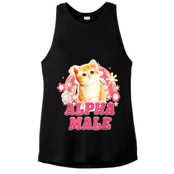 Alpha Male Cat Kitten Funny Ladies PosiCharge Tri-Blend Wicking Tank