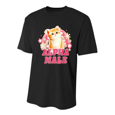 Alpha Male Cat Kitten Funny Youth Performance Sprint T-Shirt