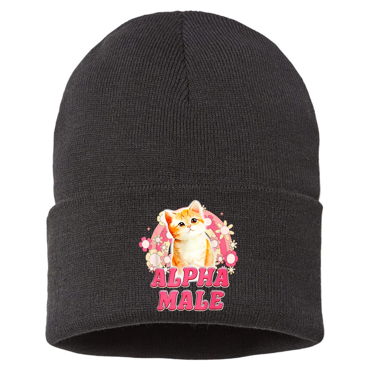 Alpha Male Cat Kitten Funny Sustainable Knit Beanie