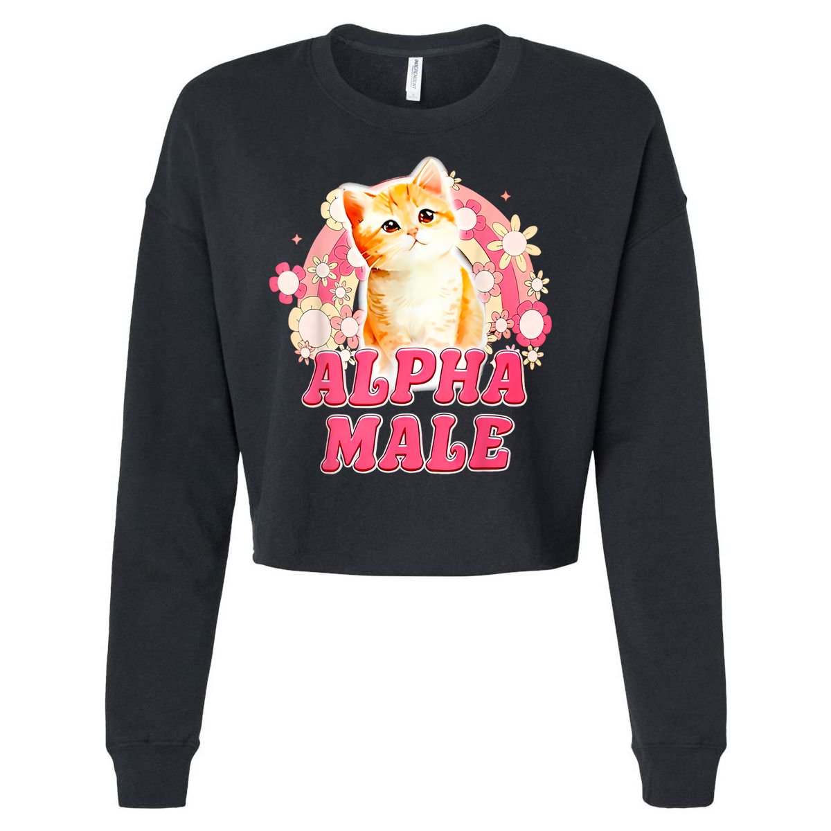 Alpha Male Cat Kitten Funny Cropped Pullover Crew