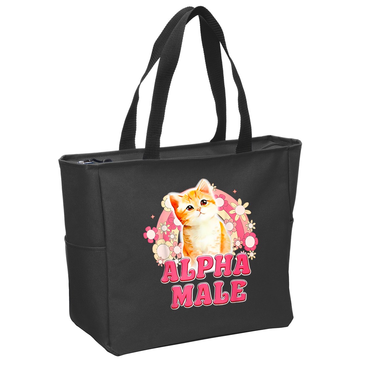 Alpha Male Cat Kitten Funny Zip Tote Bag