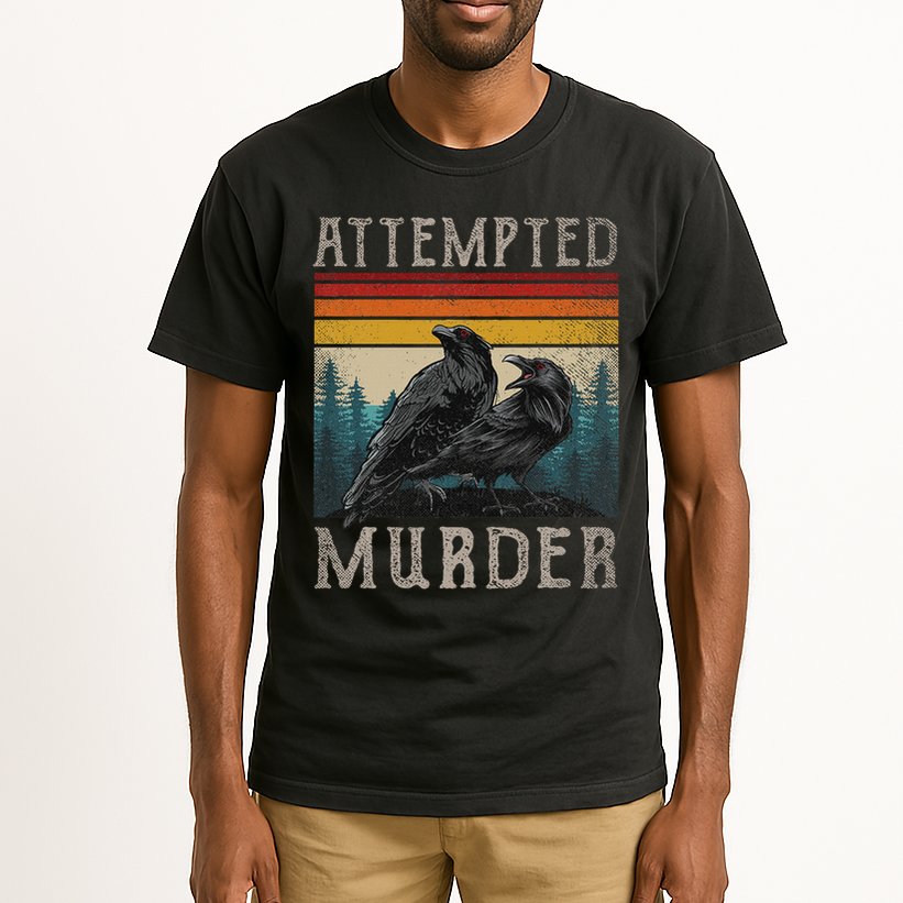 Attempted Murder Crows & Edgar Allen Poe Tall T-Shirt